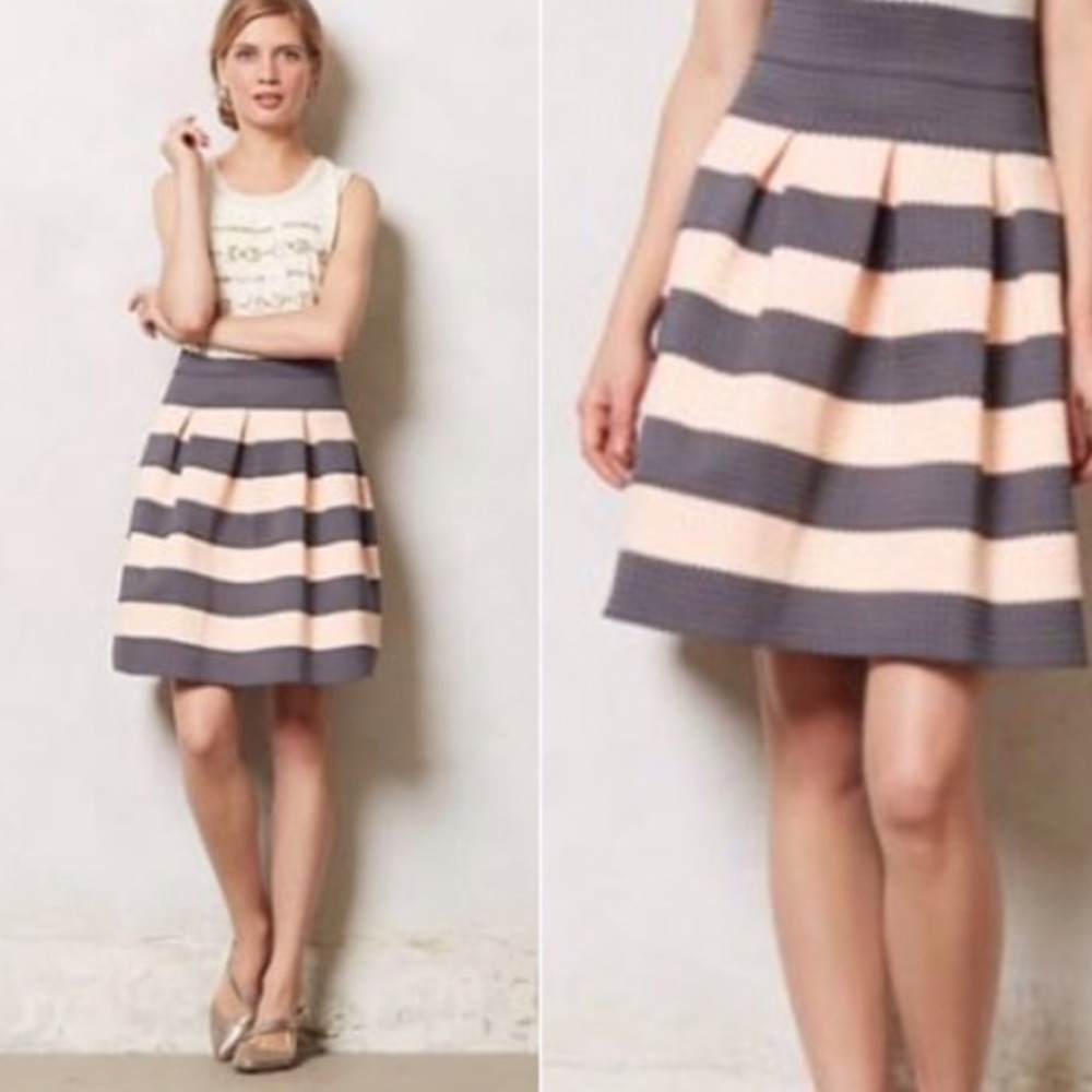 NWOT Anthropologie Scalloped Striped Ponte Skirt